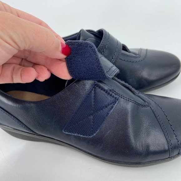 Clarks Collection Leather Slip On Shoes Comfort Cushion Monk Strap Navy Size 6.5 - Picture 5 of 10